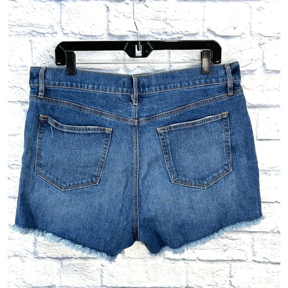 Loft Women High Rise Medium Wash Stretch Denim Cutoff Shorts Size 14 Waist 32 E4 - Picture 5 of 9